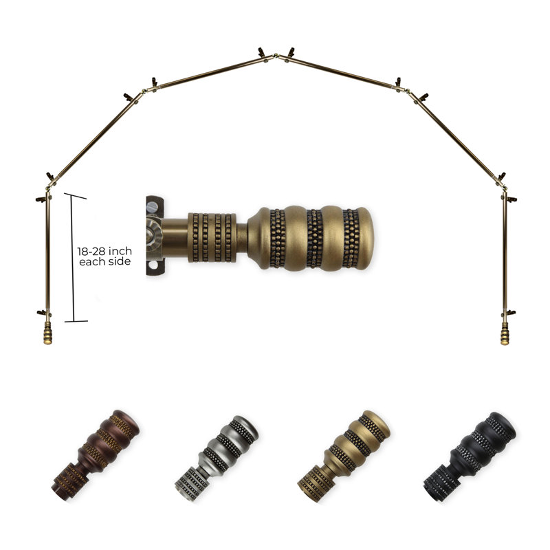 Tringle à rideaux simple 0,81 po Parinaaz, Laiton antique, 18 à 28 po (de chaque côté)