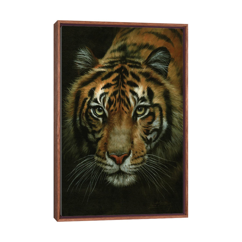 Tiger Portrait by David Stribbling - Print on Canvas, 101.6 cm H x 66.04 cm W, Brown Framed