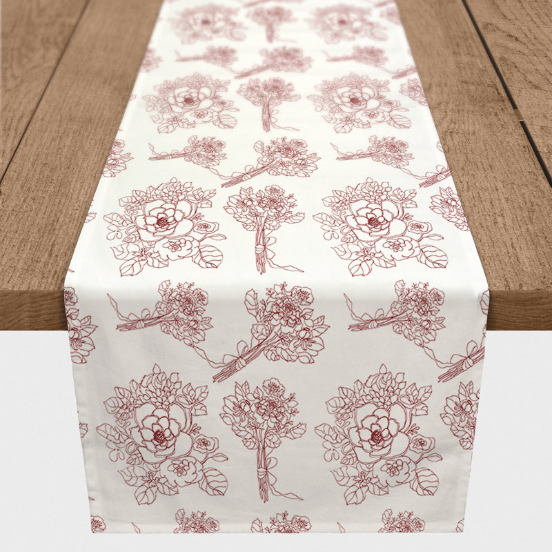 Chemin de table floral, 72 po x 16 po, Rouge