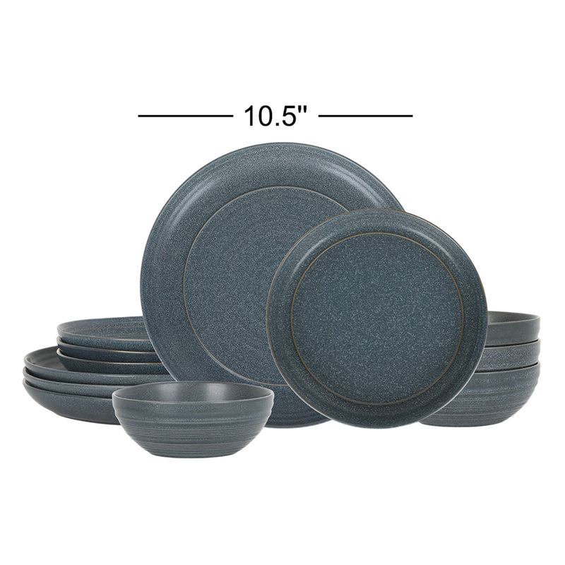 Stone Lain Elio 12-Piece Dinnerware Set Stoneware, Blue