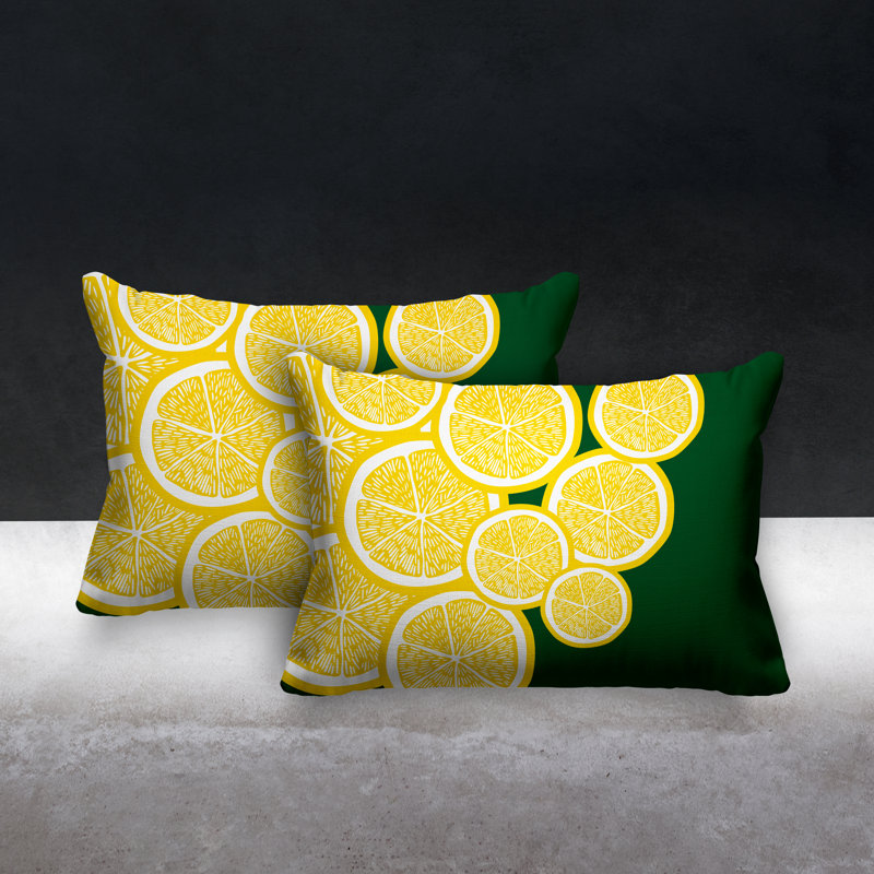Coussin lombaire intérieur / extérieur jaune citron, Vert