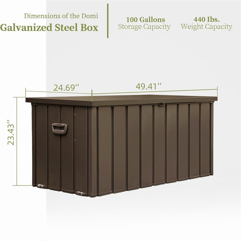 Creationstry Waterproof Outdoor Lockable Storage Deck Box,Large Patio Storage Bin with Throw Pillows, Brown, 100 quarts
