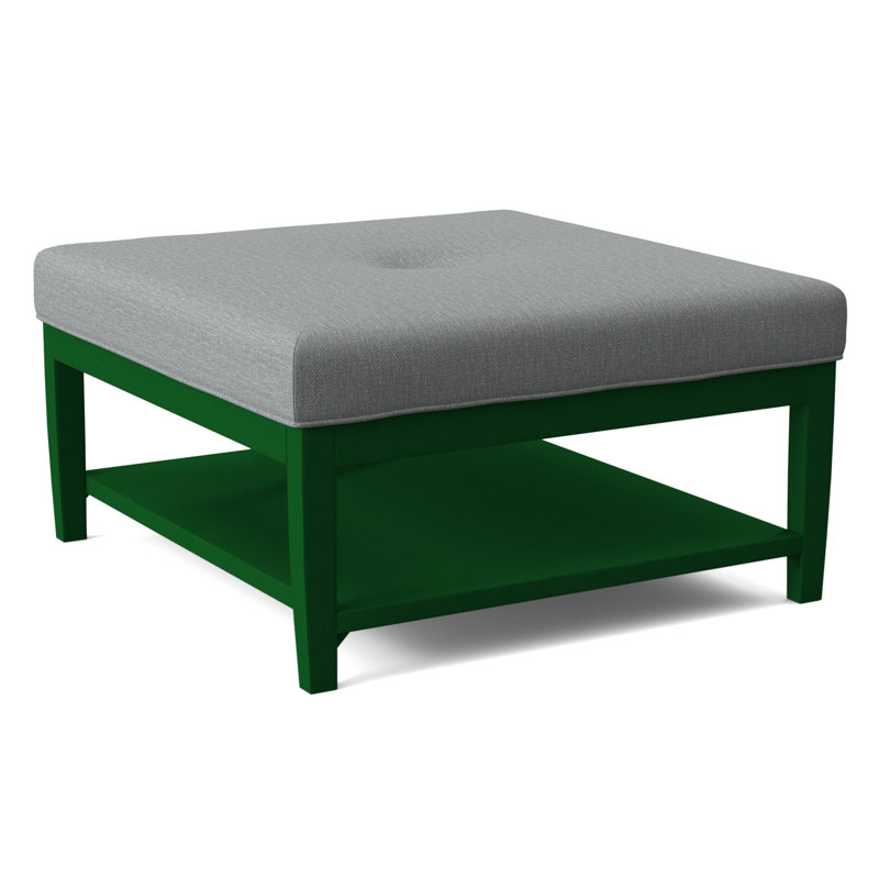 Hammond Square Ottoman, Antique Black Finish, Light Blue Performance Fabric; 0851-55