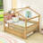 Full Wooden House Bed With Twin Trundle And Guardrails-737847721