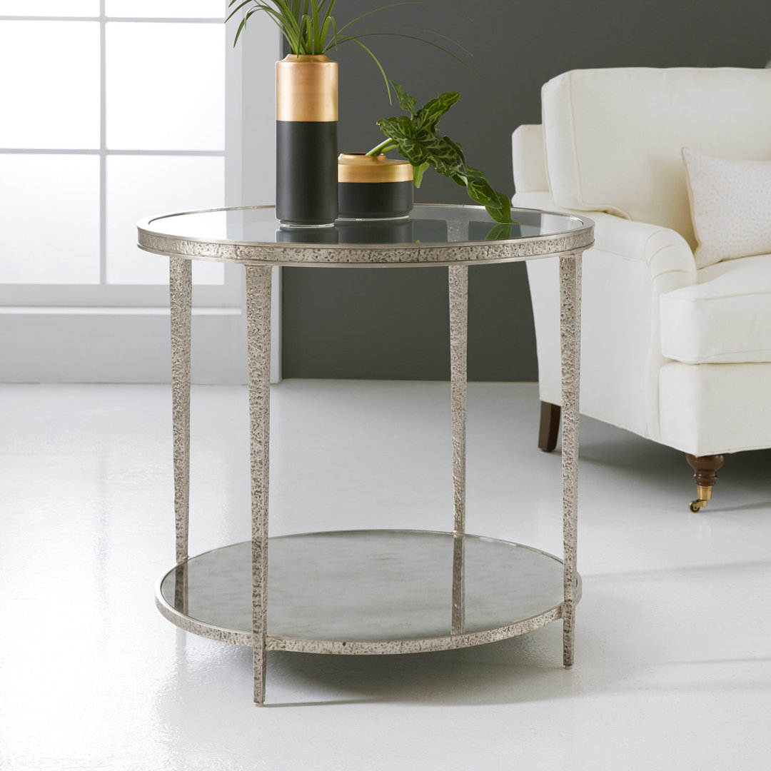 Sculpture Glass Top End Table Modern History Home Table Base 
