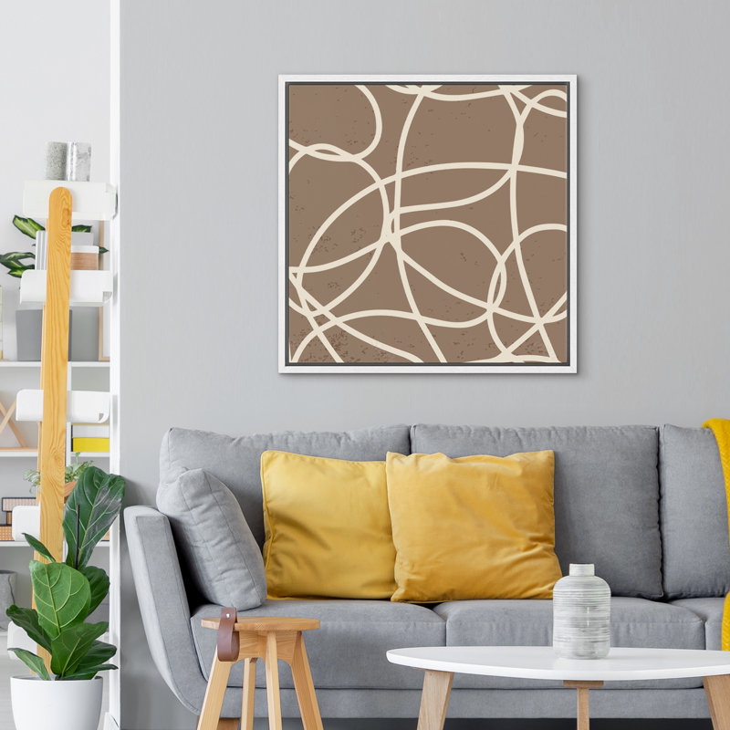 Décoration murale Abstarct, H 16 po x l 16 po, Cadre flottant blanc