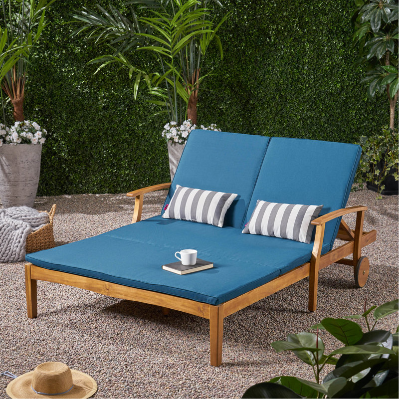 Patio Double Chaise Lounge, Blue
