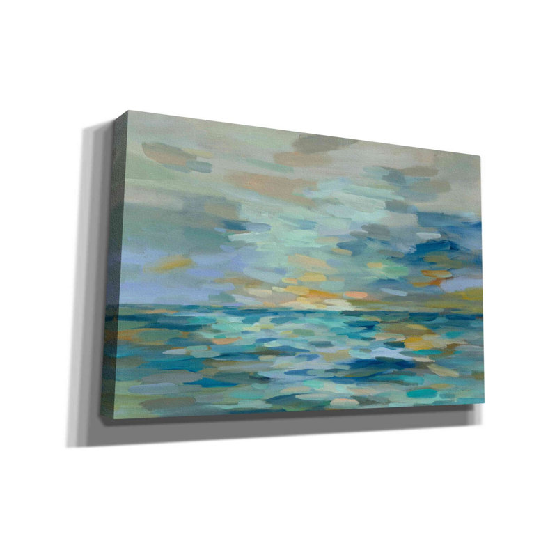 «Pastel Blue Sea» par Silvia Vassileva, art mural sur toile, H 12 po x l 18 po x P 0,75 po