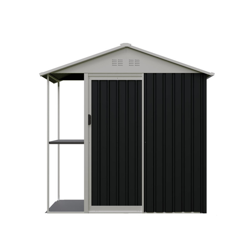Remise de rangement extérieure en métal l 6 pi x P 4 pi avec système de rayonnage intégré (24 pieds carrés)