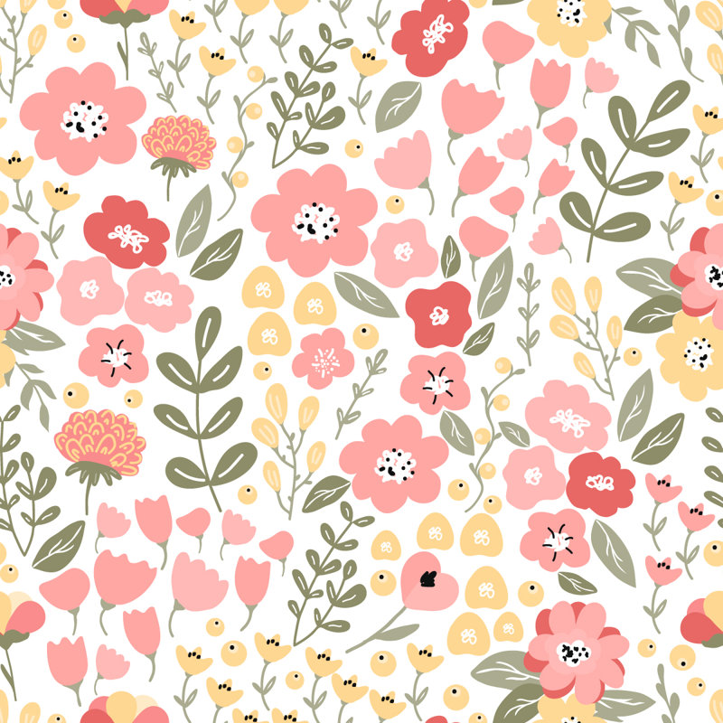 Peel & Stick Floral Tile, 2.08' W x 10.42' L