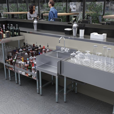 Station de mélange en acier inoxydable Express KitchQuip de 22 po x P 18 po, certifiée NSF