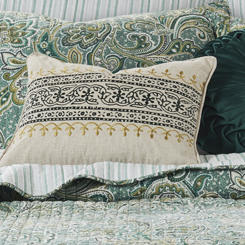 Kimpton Green Embroidered Pillow