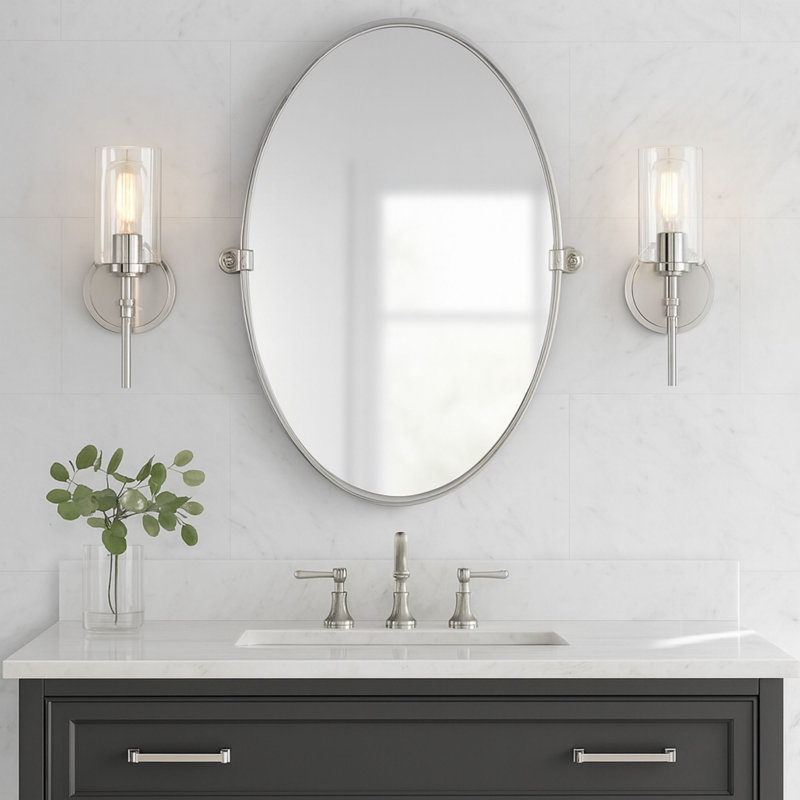 Wexton 1-Light 5.81” Wide Wall Sconce, Clear, Brushed Nickel