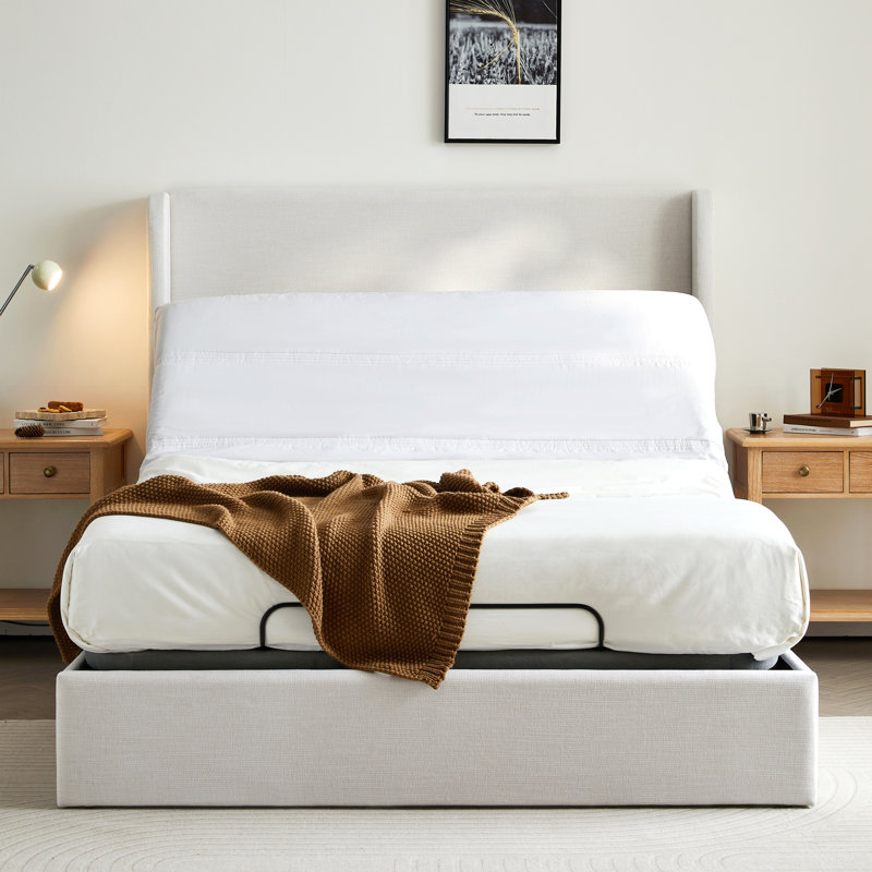 Base de lit réglable ergonomique grand format 4,0, base de lit réglable avec inclinaison de la tête et des pieds, base électrique avec télécommande sans fil, masseur