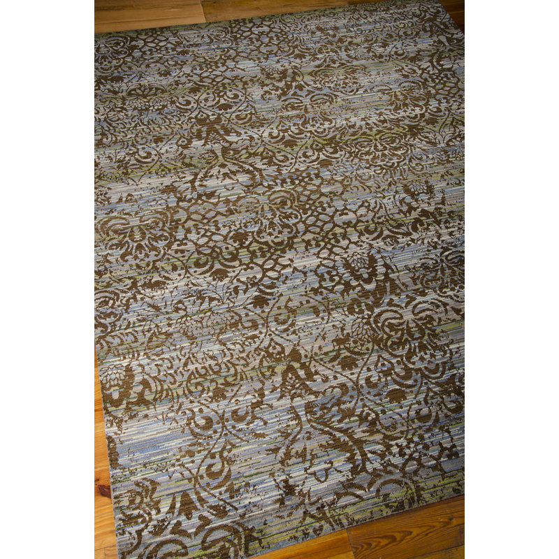 Denoila bleu en laine Tapis Moss, Rectangle : 5 pi 6 po x 8 pi
