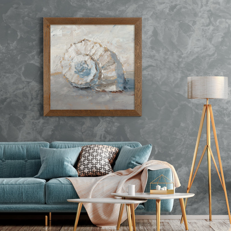 Blue Shell Study III-impression de cadre photo sur papier, H 21 po x l 21 po x P 1 po, Toile avec cadre érable