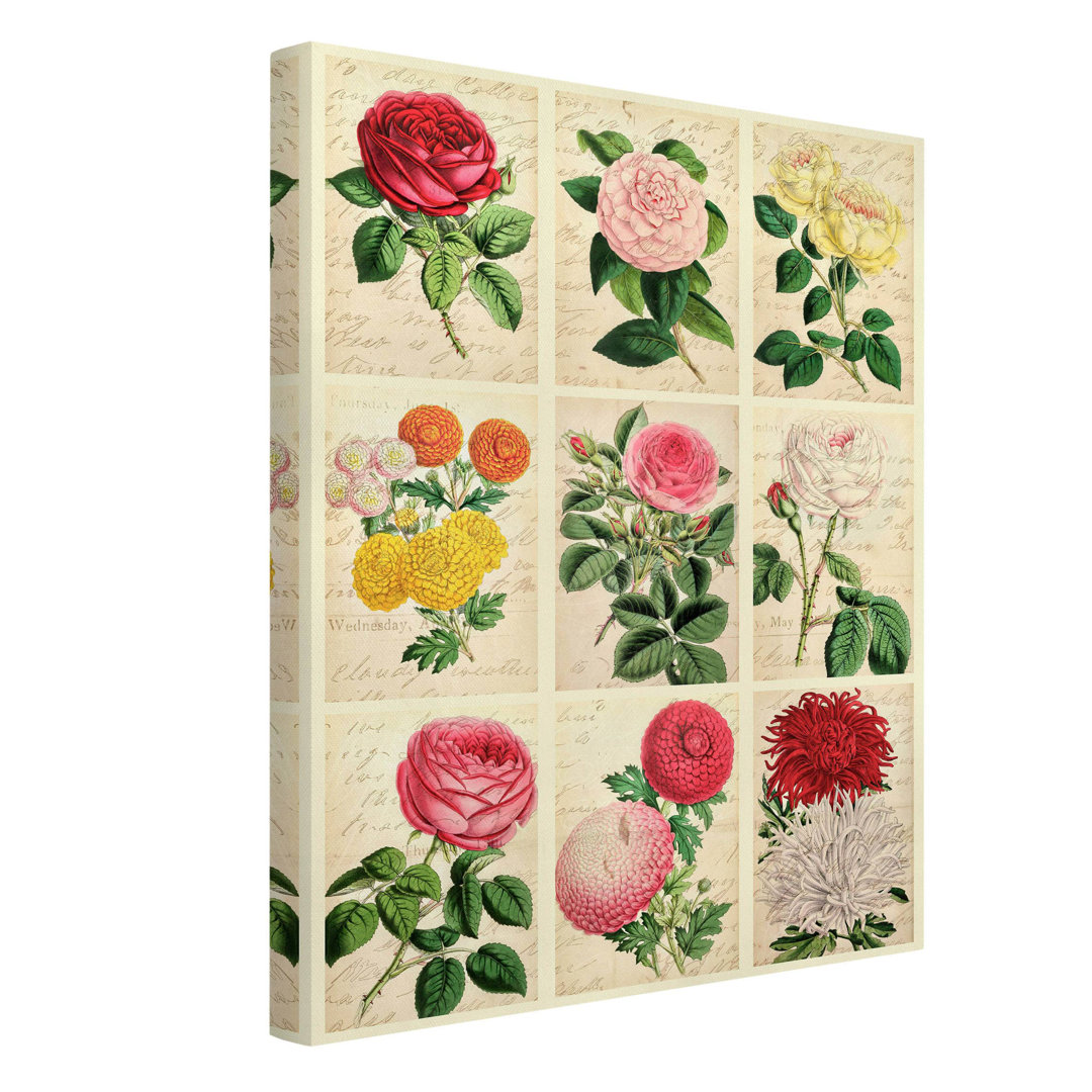 Leinwandbild Vintage Blumen Collage