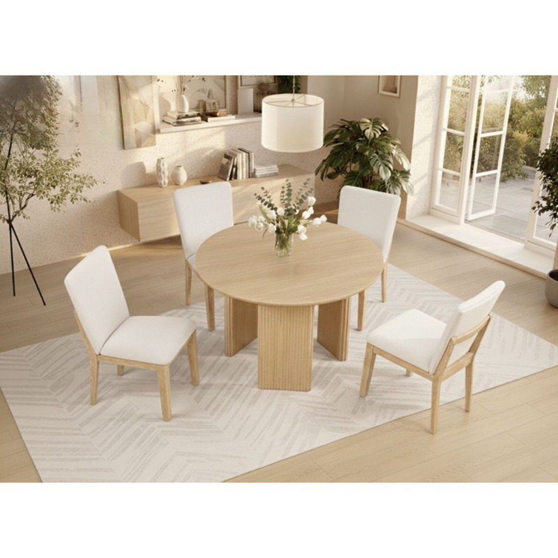 Table de salle à manger ronde, table de salle à manger contemporaine, Chêne clair