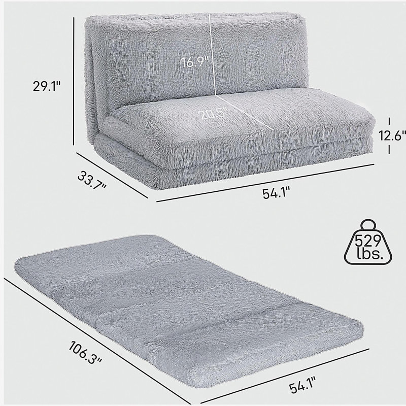 Canapé-lit Bean Bag, Gris clair