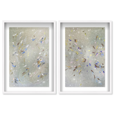 Spontaneous Traces Set Shadowbox Abstract Print by Oliver Gal, Black Frame, 10 x 15
