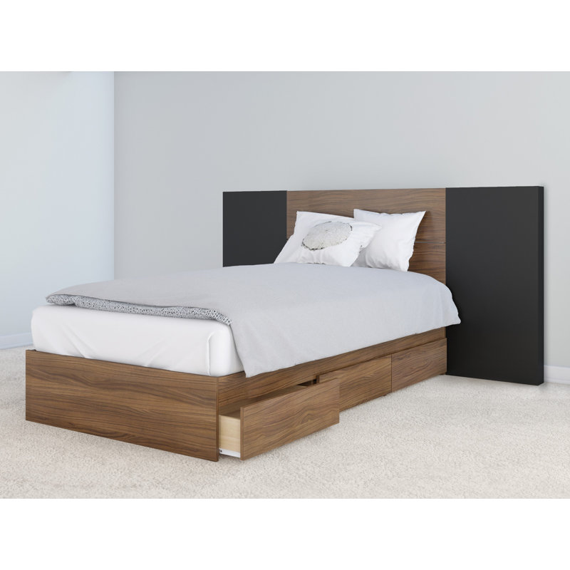 Bourquin Platform Storage Bed, Queen, Walnut/Black