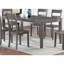Ensemble de salle à manger 7 pièces Table rectangulaire transitionnelle - base en bois, chaises à dossier échelle, finition grise, salle à manger en bois