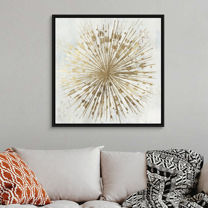 «Golden Star» par Tom Reeves - reproduction d'art sur toile, H 37,25 po x l 37,25 po, Toile avec cadre flottant, Noir