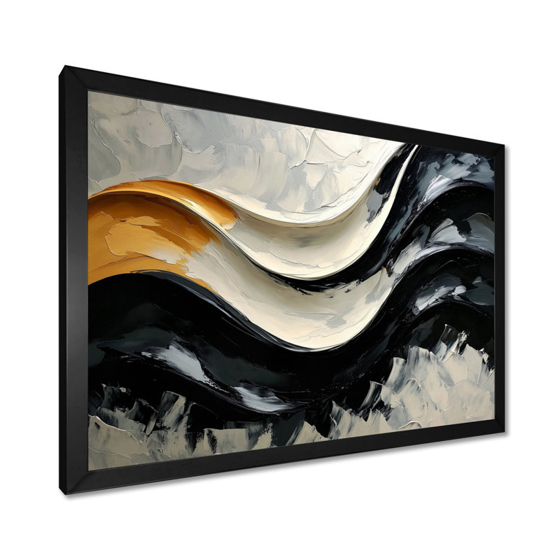 Okko - Abstract Wall Art, H 30 po x l 40 po, Cadre simple, Noir