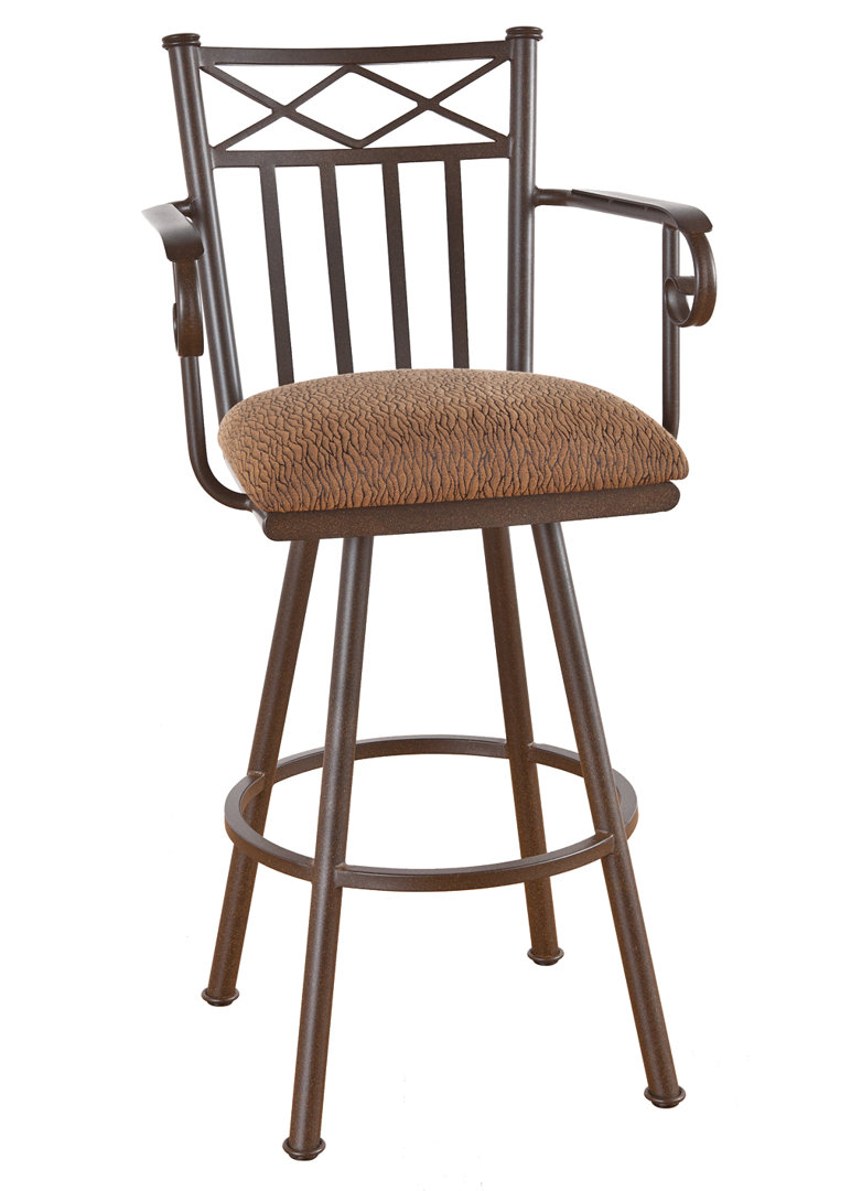 Swivel Upholstered Counter Stool with Metal Frame Red Barrel Studio® 