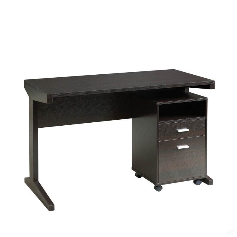 Bureau à domicile avec panneau de modestie et classeur détaché sur roulettes verrouillables avec deux tiroirs avec tiroir et classeur