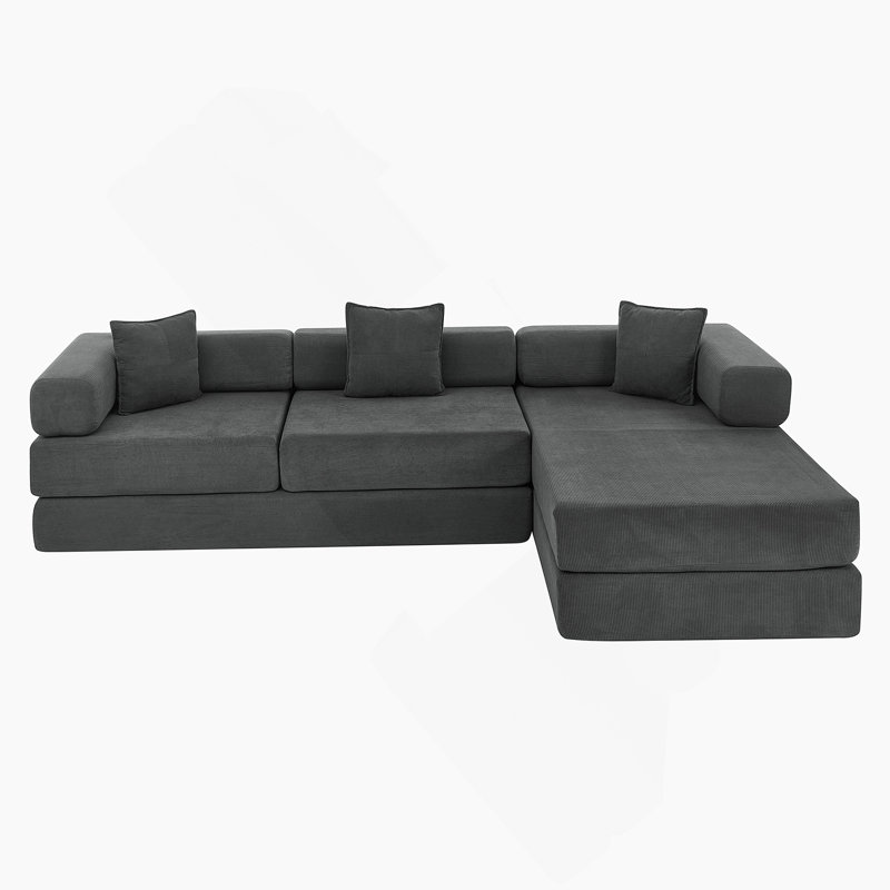 Canapé modulaire modulaire avec méridienne en forme de L, canapé désossé en forme de nuage, siège profond, canapé-lit rabattable, dossier amovible, aucun assemblage requis pour la vie moderne