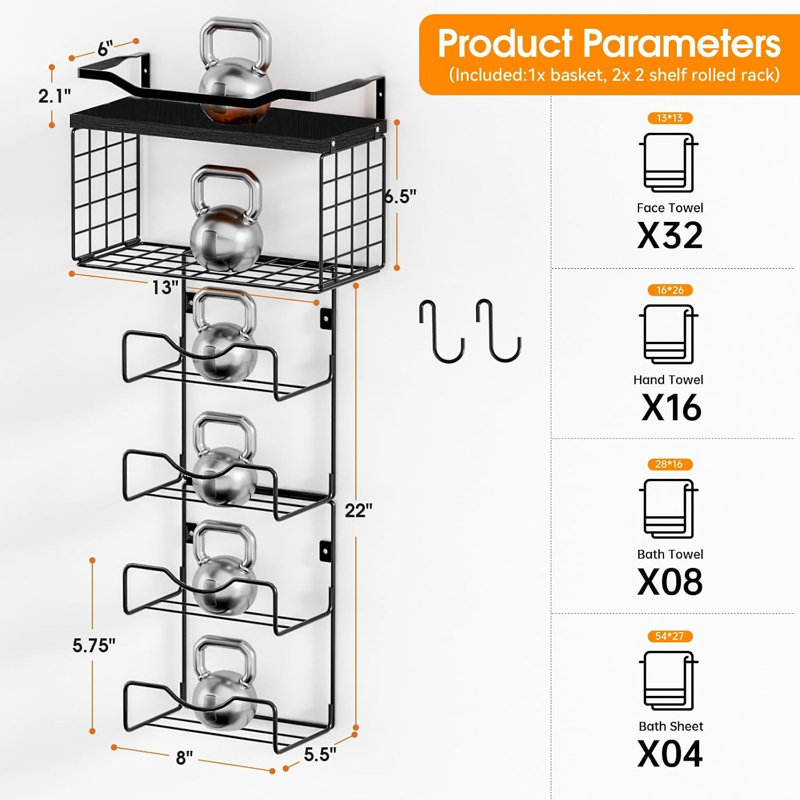 Wall mounted towel rack