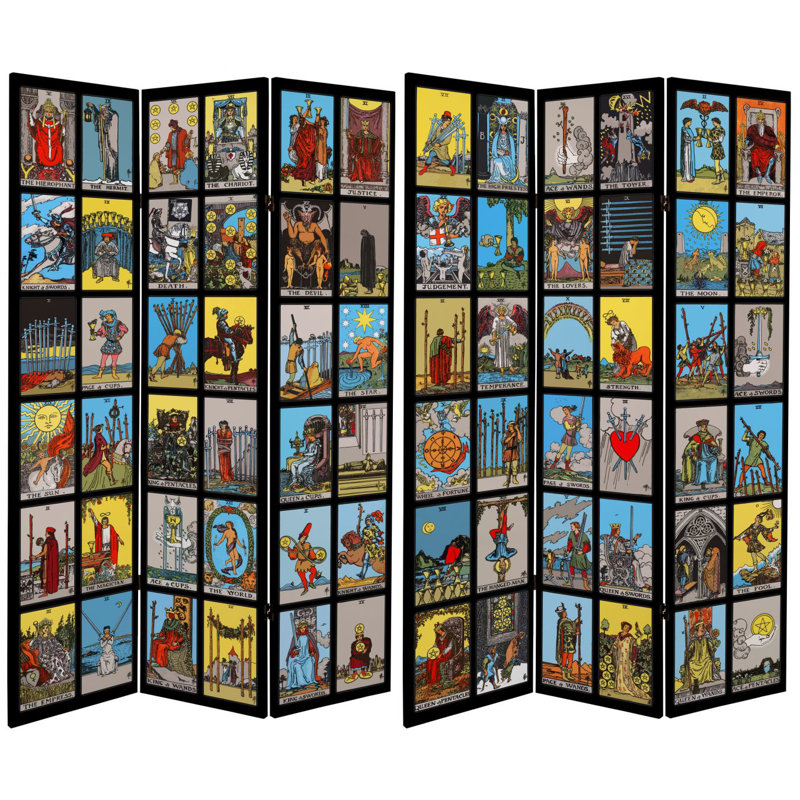 Mulfo Mystic Tarot Canvas Room Divider, 71" H x 47.25" W x 1" D