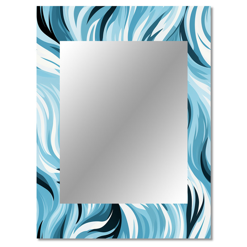 Parkton Blue And White Zebra Abstract Harmony - Abstract Unique Wall Mirror Decor, Abstract Large Mirror, Printed Metal Art