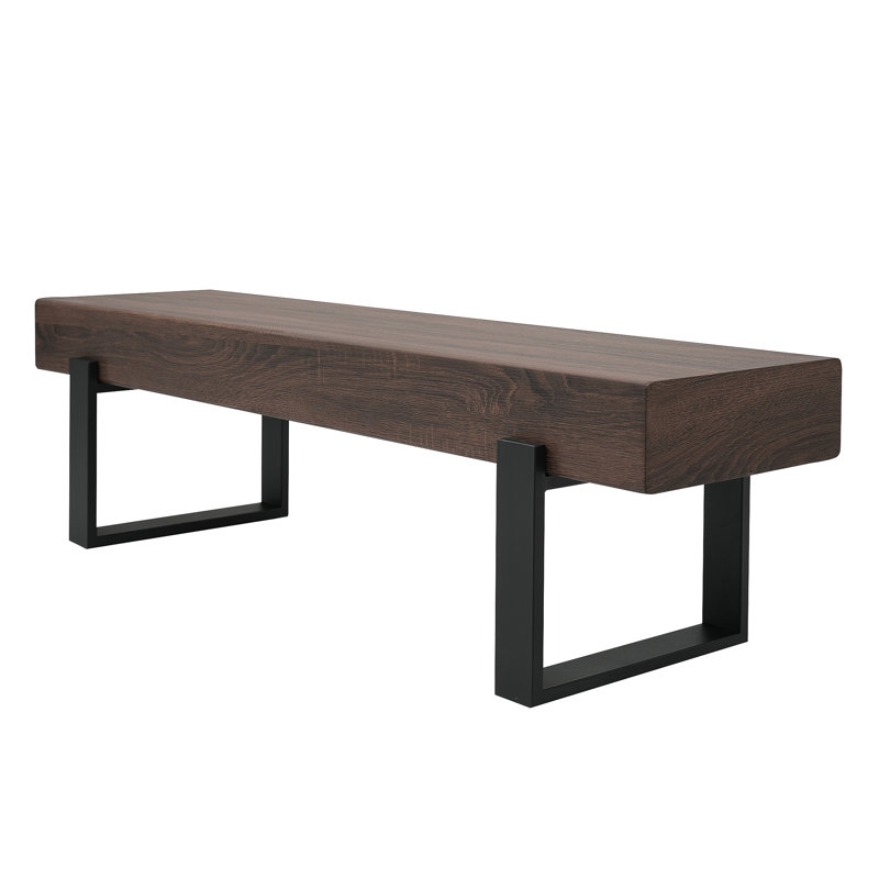 59" Industrial Farmhouse Dining Bench, Kitchen Table Bench With Back, Multi-purpose Entryway And Bedroom Foot Bench