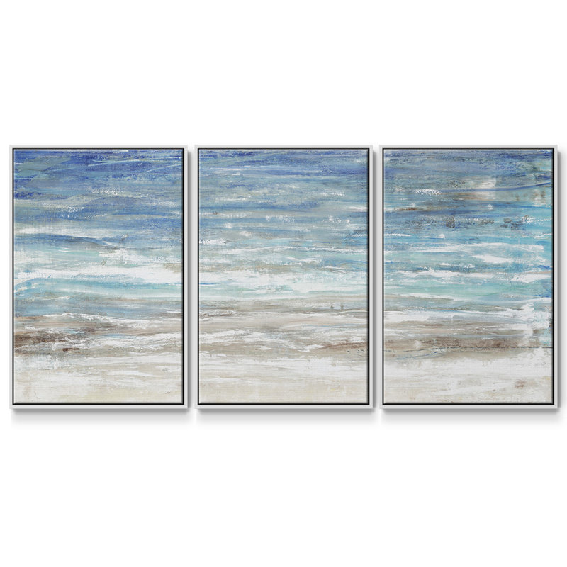 Choppy Water I 3 pièces, H 36 po x l 75 po, Cadre blanc