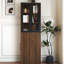 Armoire de rangement H 70,87 po, étagère de rangement coulissante multi-fonctions à 4 niveaux et 2 portes en verre, garde-manger moderne en bois pour le salon ou la cuisine et la salle à manger-1521736207