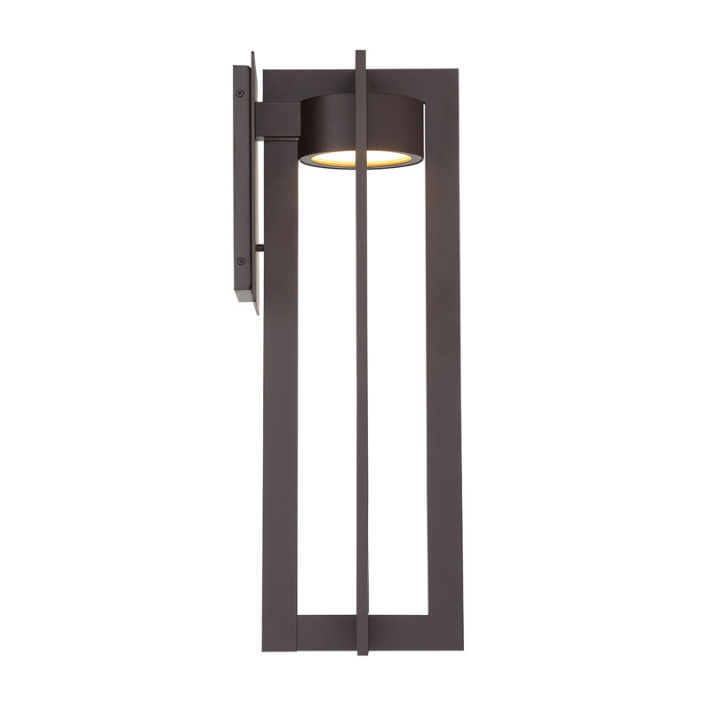 Chamber LED Outdoor Armed Sconce, Bronze, 16" H x 7" W x 8" D