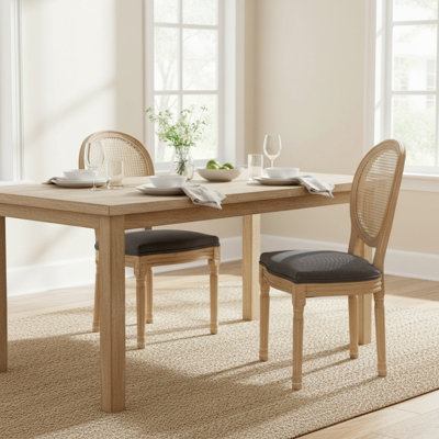 Chaise d'appoint rembourrée, chaises de salle à manger en bois massif à dossier King Louis, ensemble de 2