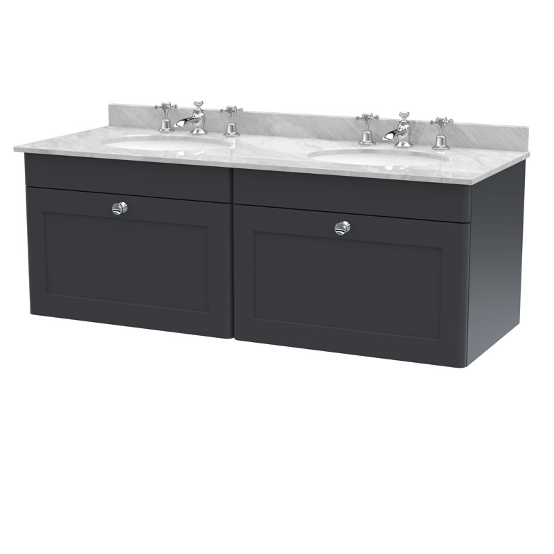Classique 1220mm Double Bathroom Vanity with Drop In Vitreous China Basin, Satin White