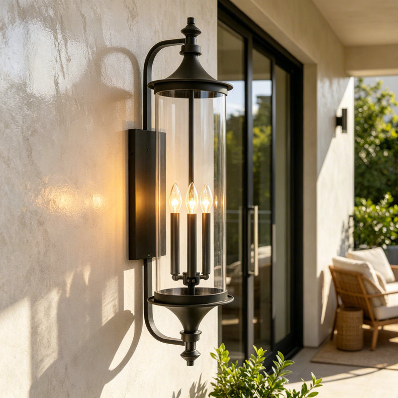 32.7'' Glass Shade Outdoor Wall Light