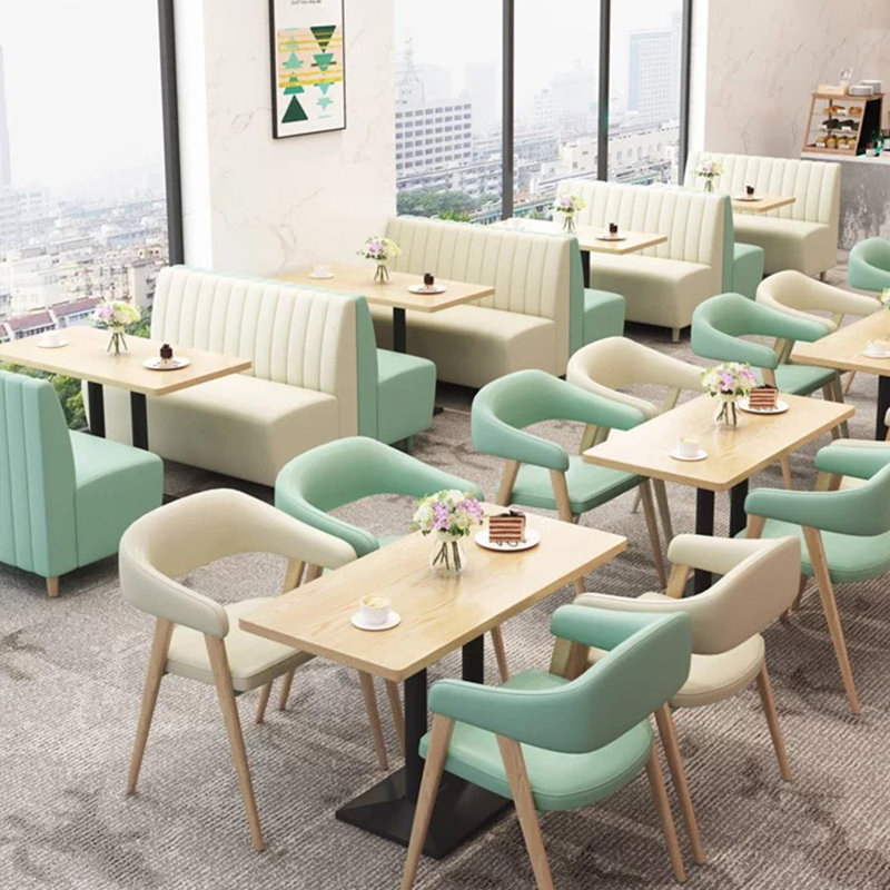 Banc rembourré en similicuir Cafe, Blanc cassé / Turquoise