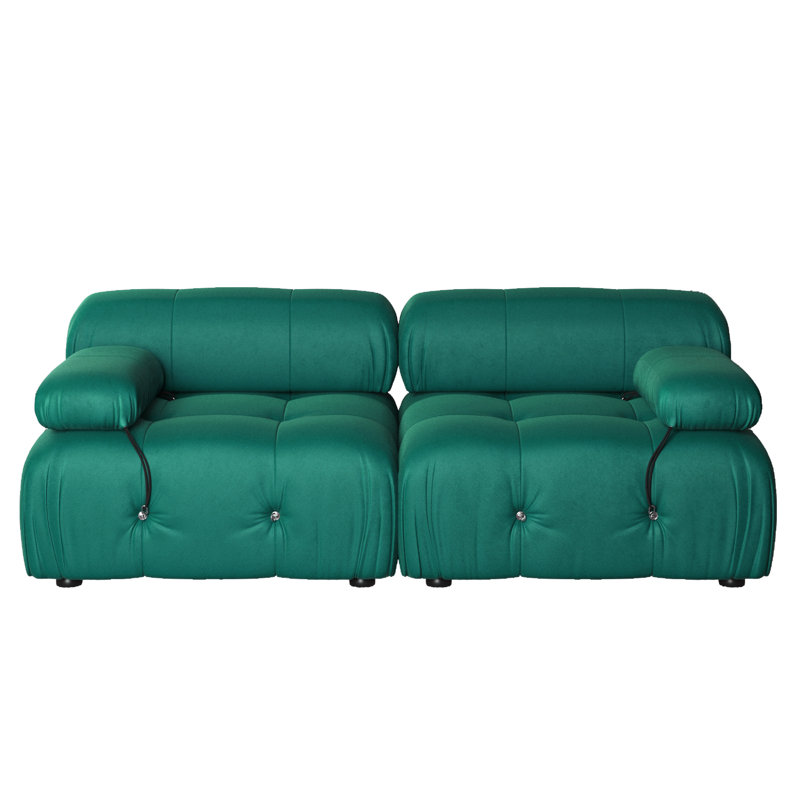 Causeuse cylindrique 69,3 po Jesse, Velours vert
