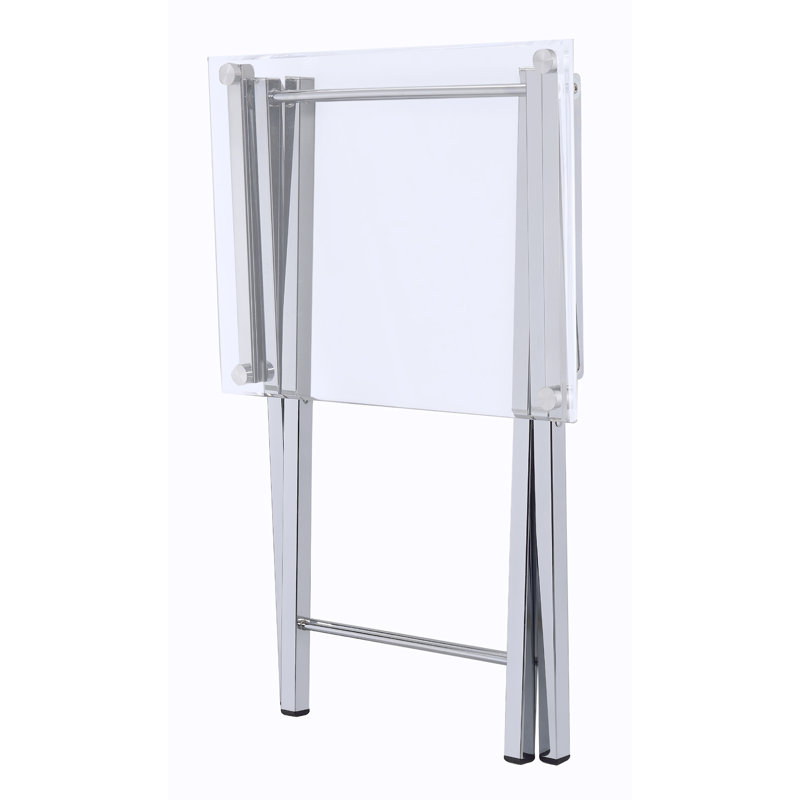 Chrome and Clear Acrylic Folding Tray Table Set