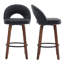 Tabouret de bar pivotant Mid-Century de 26 po, tabouret de bar rembourré en similicuir avec dossier découpé et pieds en bois massif-1512182355