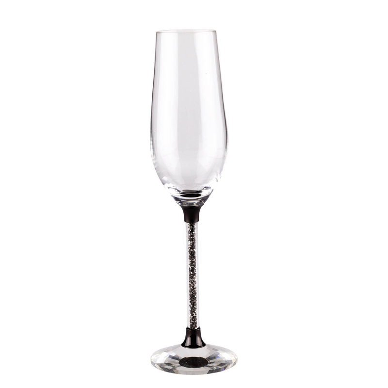 Sparkles Home | Flûtes à tiges Vetrina | Verres à vin en cristal | Accents de strass, 2, Gris anthracite