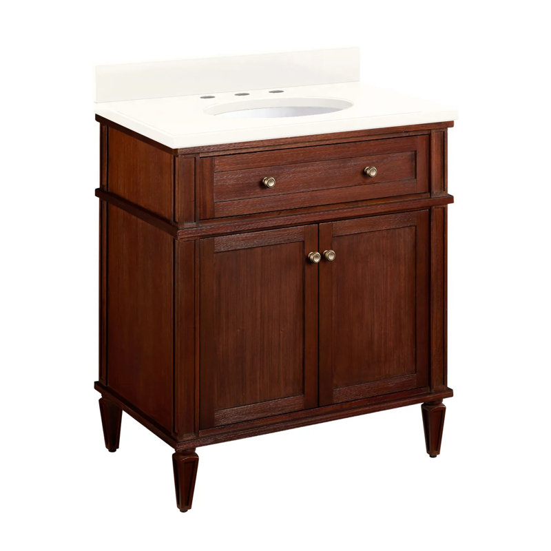 30" Elmdale Single Bathroom Vanity Set with Oval Undermount Sink, Arctic White Quartz, 8" Widespread, Charcoal Black