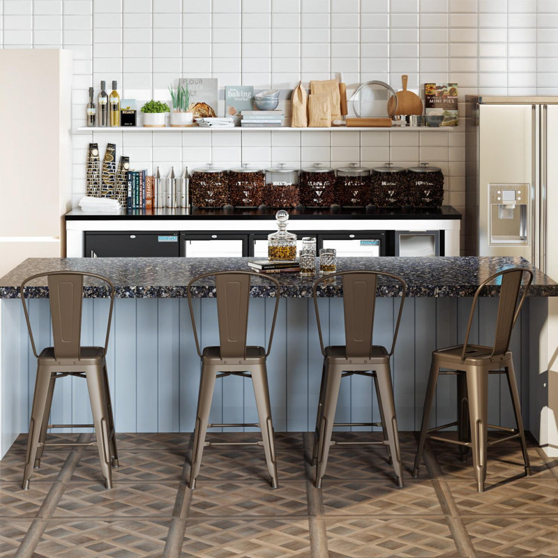 Frese Iron Counter Stool with Steel Frame, Gun