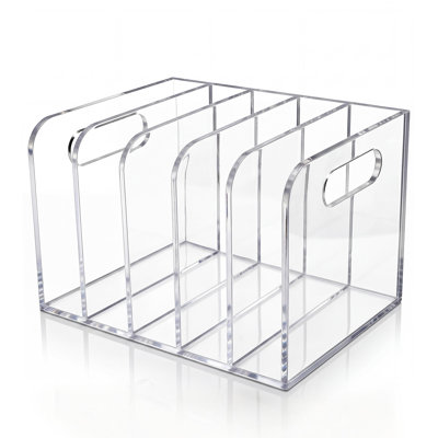 5 Slot Clear Acrylic Desktop Storage, Vertical Magazine & Document Organizer