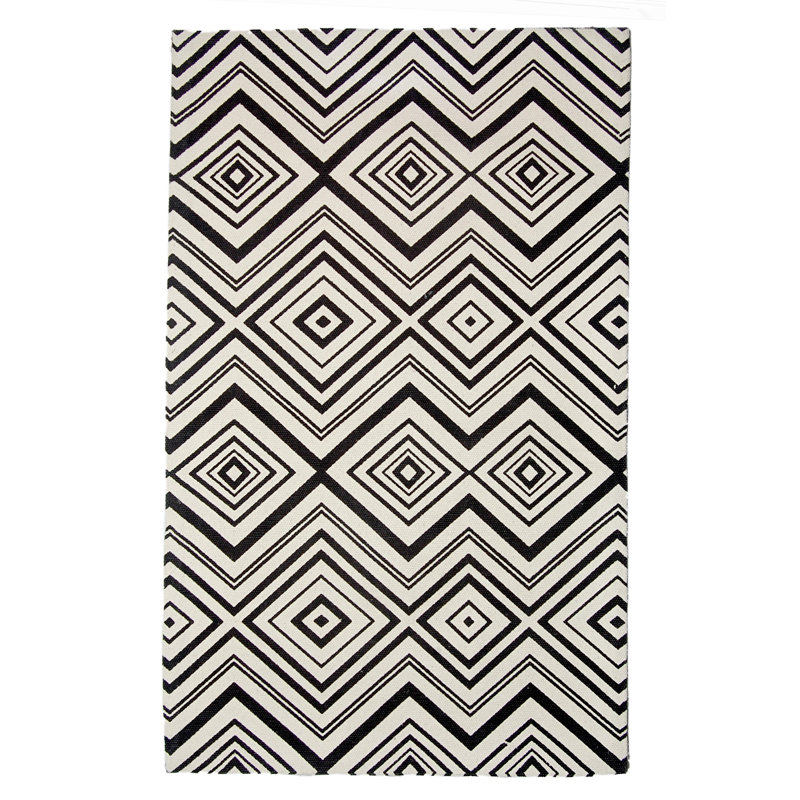 Safire Geometric Cotton Hand Woven Area Rug, Rectangle 122 x 183 cm